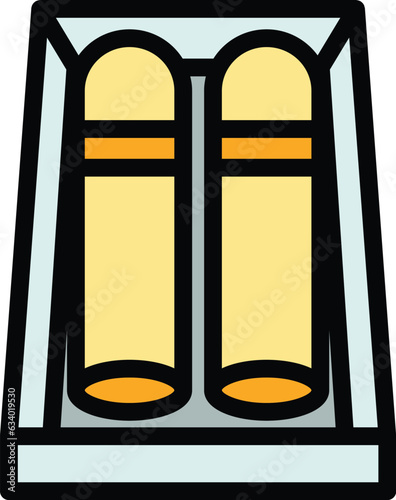 Double cigar box icon outline vector. Cigarette smoke. Nicotine pipe color flat