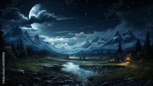 Fotografia Blank nature landscape at night scene.