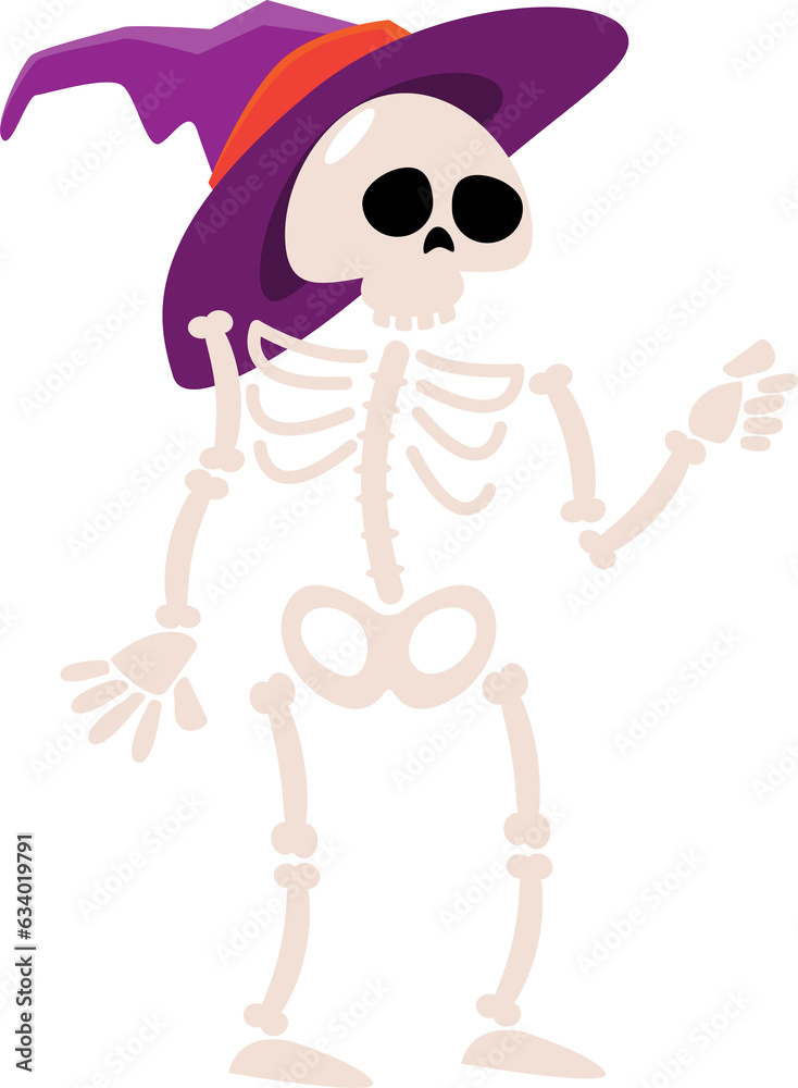 Skeleton ghost . Halloween cartoon characters . PNG .