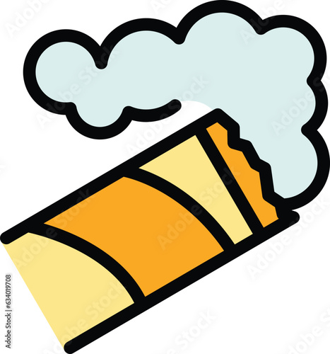 Smoking cigar icon outline vector. Tobacco smoke. Filter smoke color flat