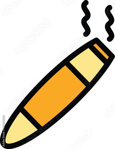 Rolled cigar icon outline vector. Cigarette smoke. Vape pipe color flat