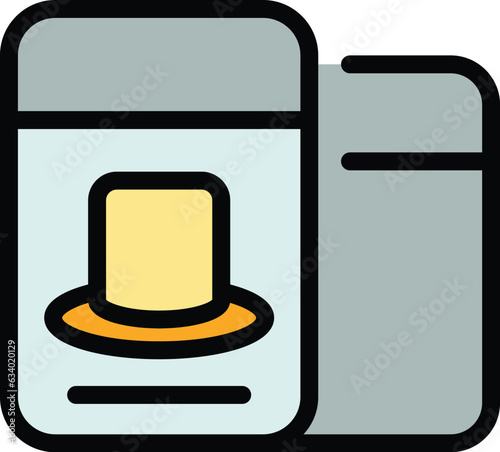 New cigar lighter icon outline vector. Smoke filter. Pipe health color flat