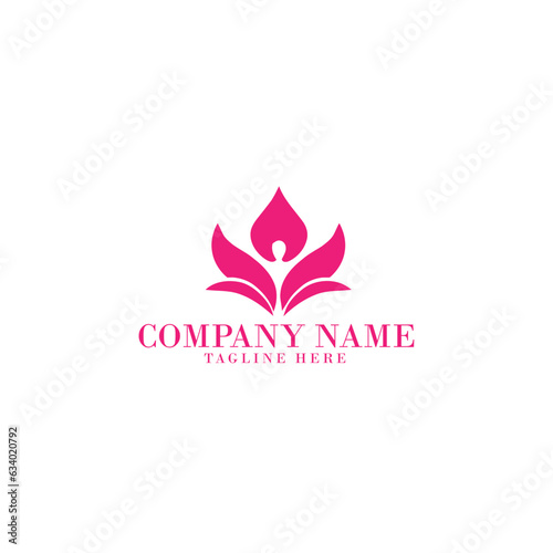 fashion logo template with pink women's dress
