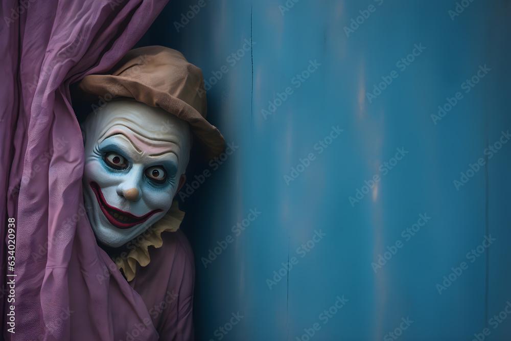 Portrait Of costume joker joker or magical man close shot, with copy space Portrait Of costume joker joker or magical man close shot, with copy space