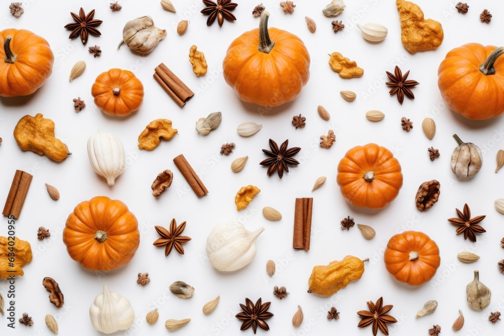 A festive fall pumpkin display on a white table A festive fall pumpkin display on a white table