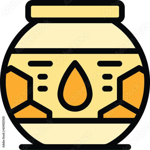Honey jar icon outline vector. Nectar bee. Propolis flower color flat