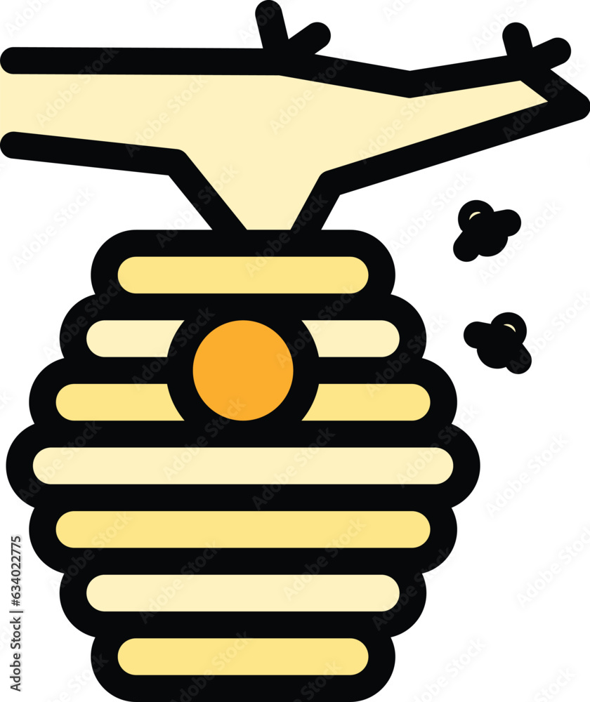Tree branch bee hive icon outline vector. Honey nectar. Food pollen color flat Tree branch bee hive icon outline vector. Honey nectar. Food pollen color flat