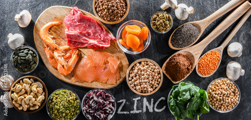Composition with food products rich in zinc