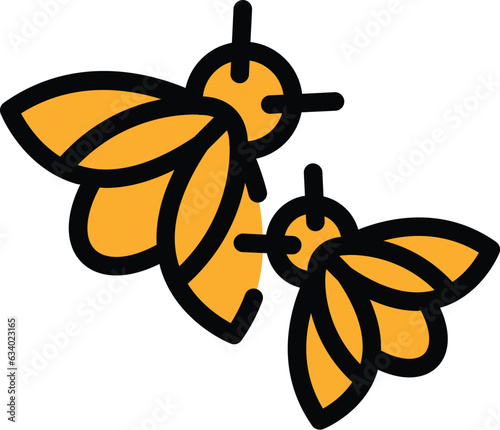 Fly bee icon outline vector. Honey nectar. Propolis flower color flat