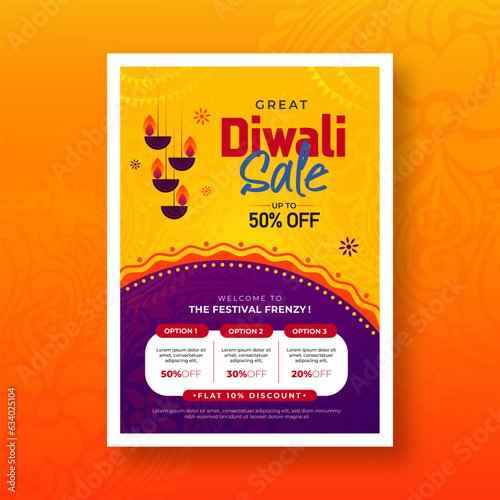 Diwali Festival Offer Poster Design Background Template Vector Illustration, Festival Offer Poster Design Template