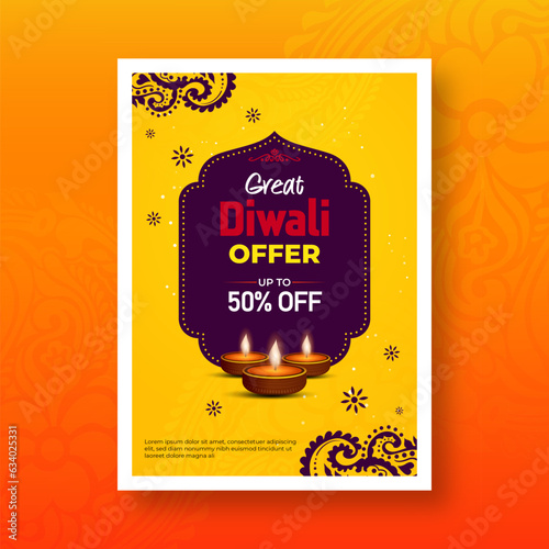 Diwali Festival Offer Poster Design Background Template Vector Illustration, Festival Offer Poster Design Template