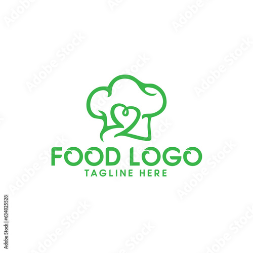 Healthy food logo template. Organic food vector design.
