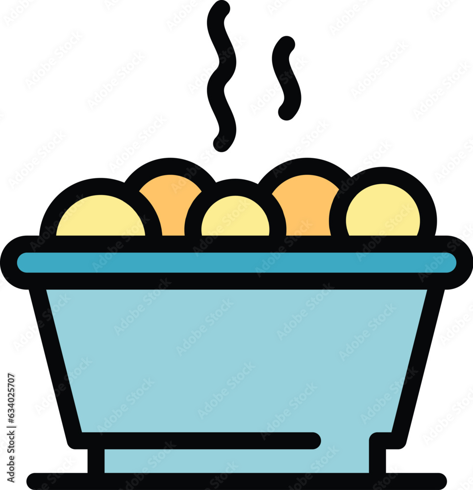 Hot cereal food icon outline vector. Milk bowl. Muesli fruit color flat Hot cereal food icon outline vector. Milk bowl. Muesli fruit color flat