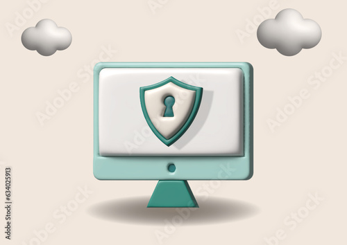 Cyber security software abstract concept 3D vector illustration. Information security software, antivirus solution, cybersecurity program, network safety, corporate data protection abstract metaphor.