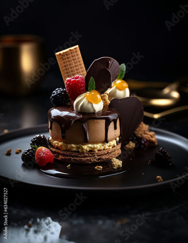 Dessert Gourmet Torte Schokolade Gastronomie Edel Gold Kuchen