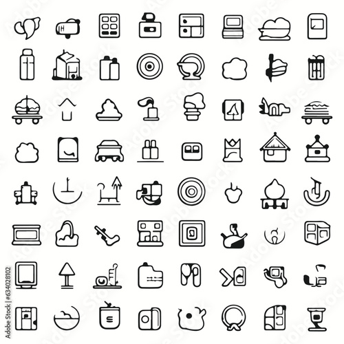 Features list for a website  back and white  icons  vector  2D  clear icons  and silhouettes.