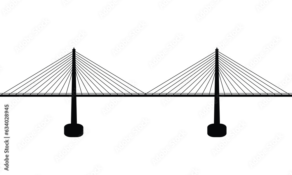 Suspension bridge icon, vector illustration