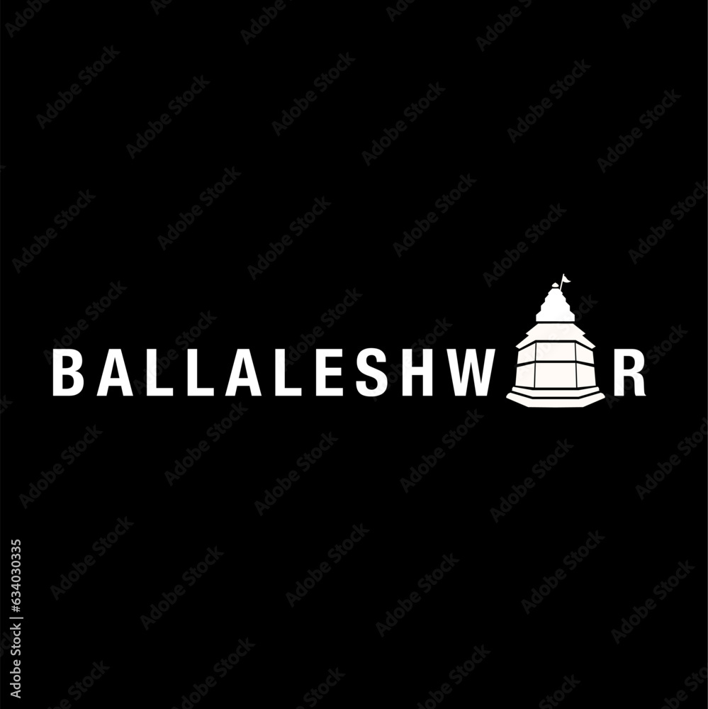 Fototapeta premium BALLALESHWAR Ganapati temple vector typography . BALLALESHWAR Ganesh typo