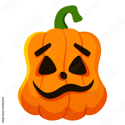 halloween pumpkin with funny scary face spooky illustration on transparent background