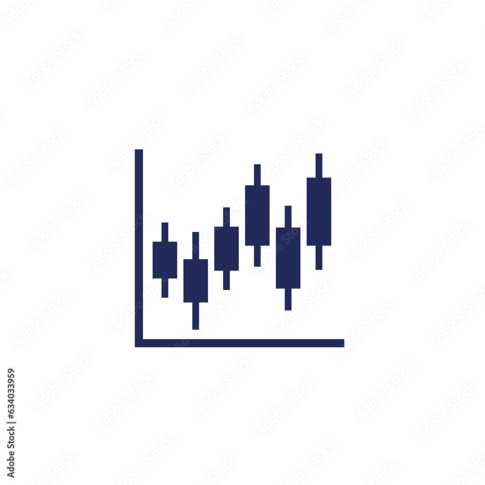 candlestick chart icon on white