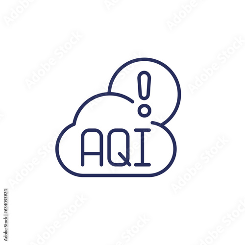 Air quality index line icon, AQI unhealthy level