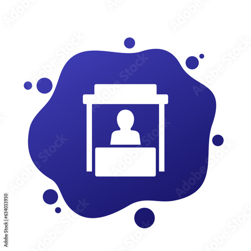 booth or stand vector icon with exhibitor photo