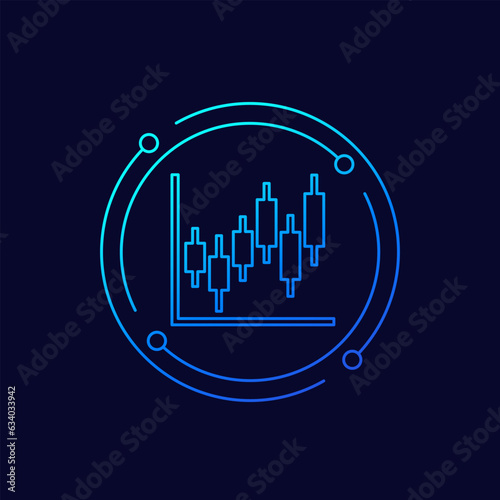 candlestick chart icon in linear design