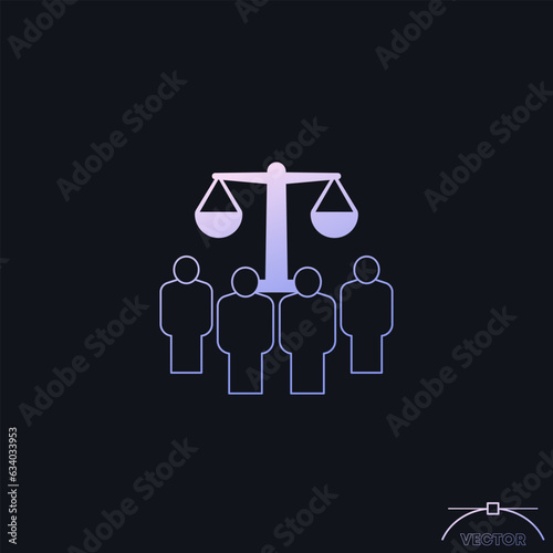 class action icon, collective legal case vector