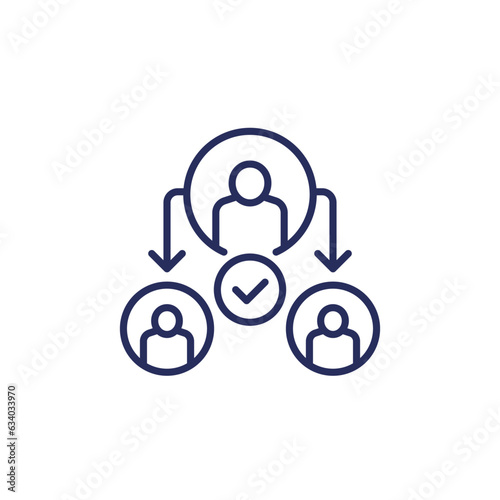 delegate or assign line icon on white