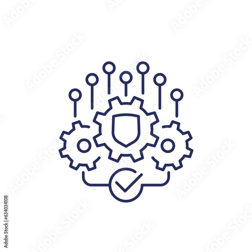 secure operations line icon on white