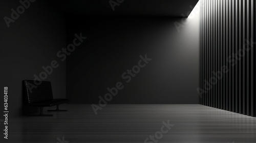 Simple black smooth wall, minimalist interior design, Generative AI