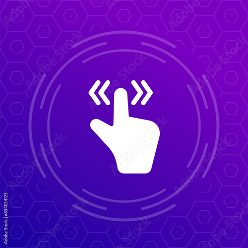 Slide or scroll icon, hand gesture vector pictogram