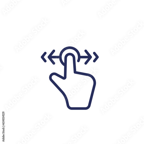 Slide or scroll line icon, hand gesture