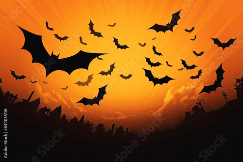 A flock of bats soaring through the night sky