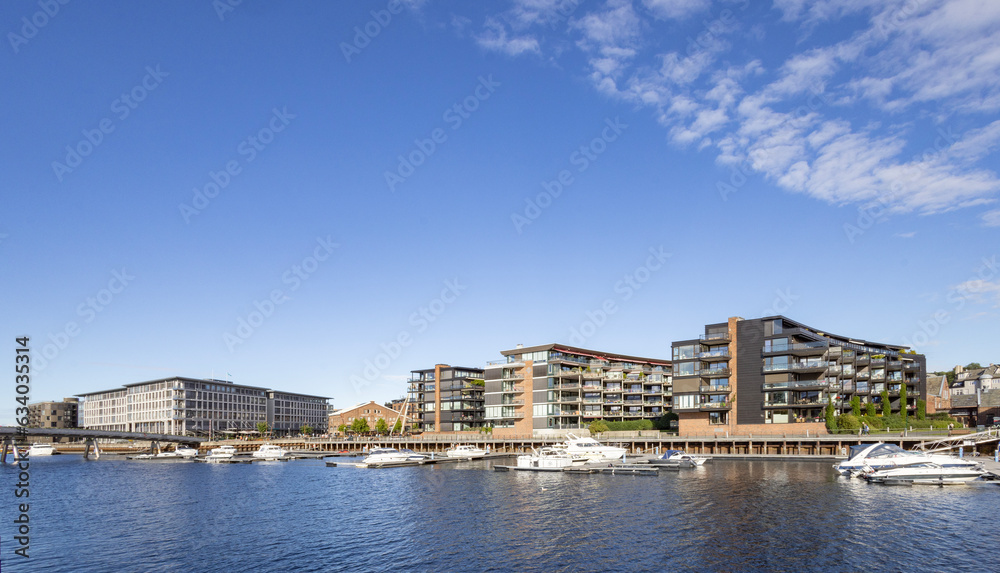 New residential area at the old Trondheim shipyard, Trøndelag, Norway
