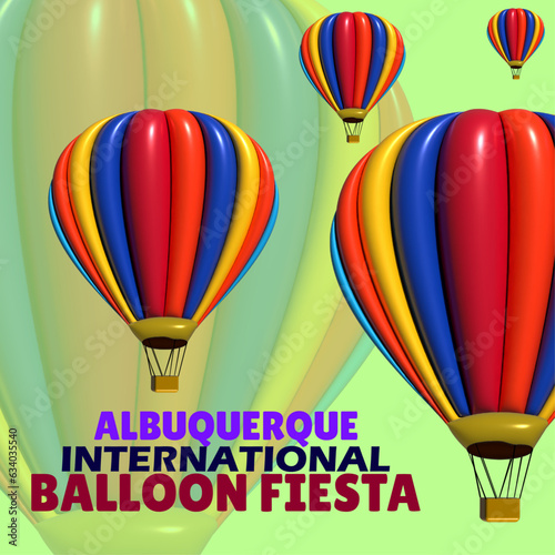 Albuquerque International Balloon Fiesta. Holiday concept. Template for background, banner, card, poster, t-shirt with text inscription
