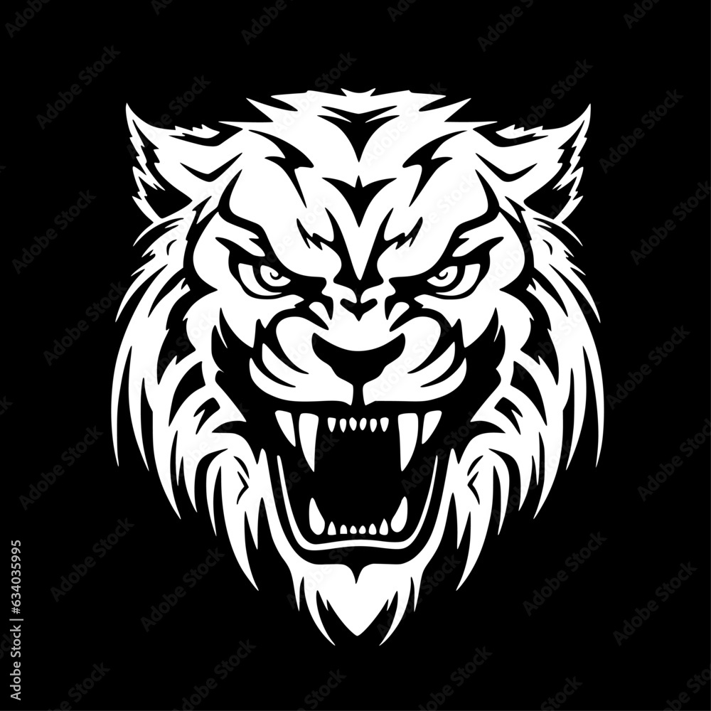 Fototapeta premium Tiger | Black and White Vector illustration