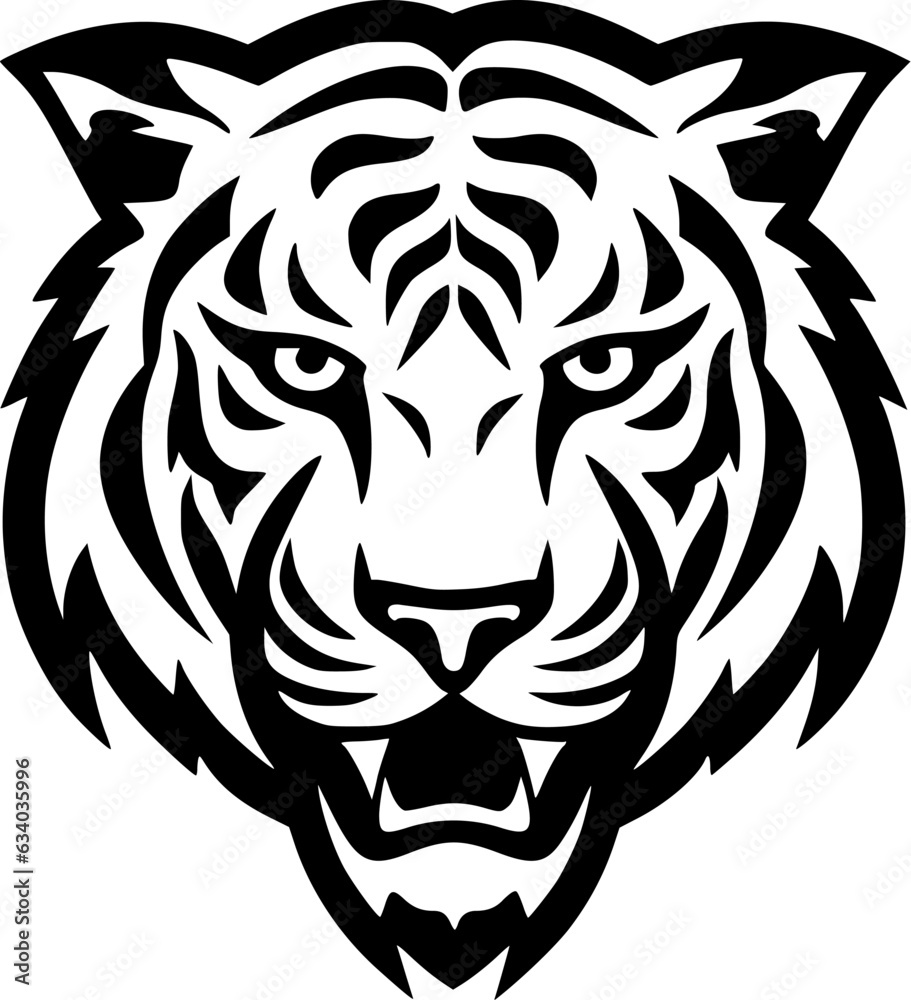 Tiger - Black and White Isolated Icon - Vector illustration Tiger - Black and White Isolated Icon - Vector illustration