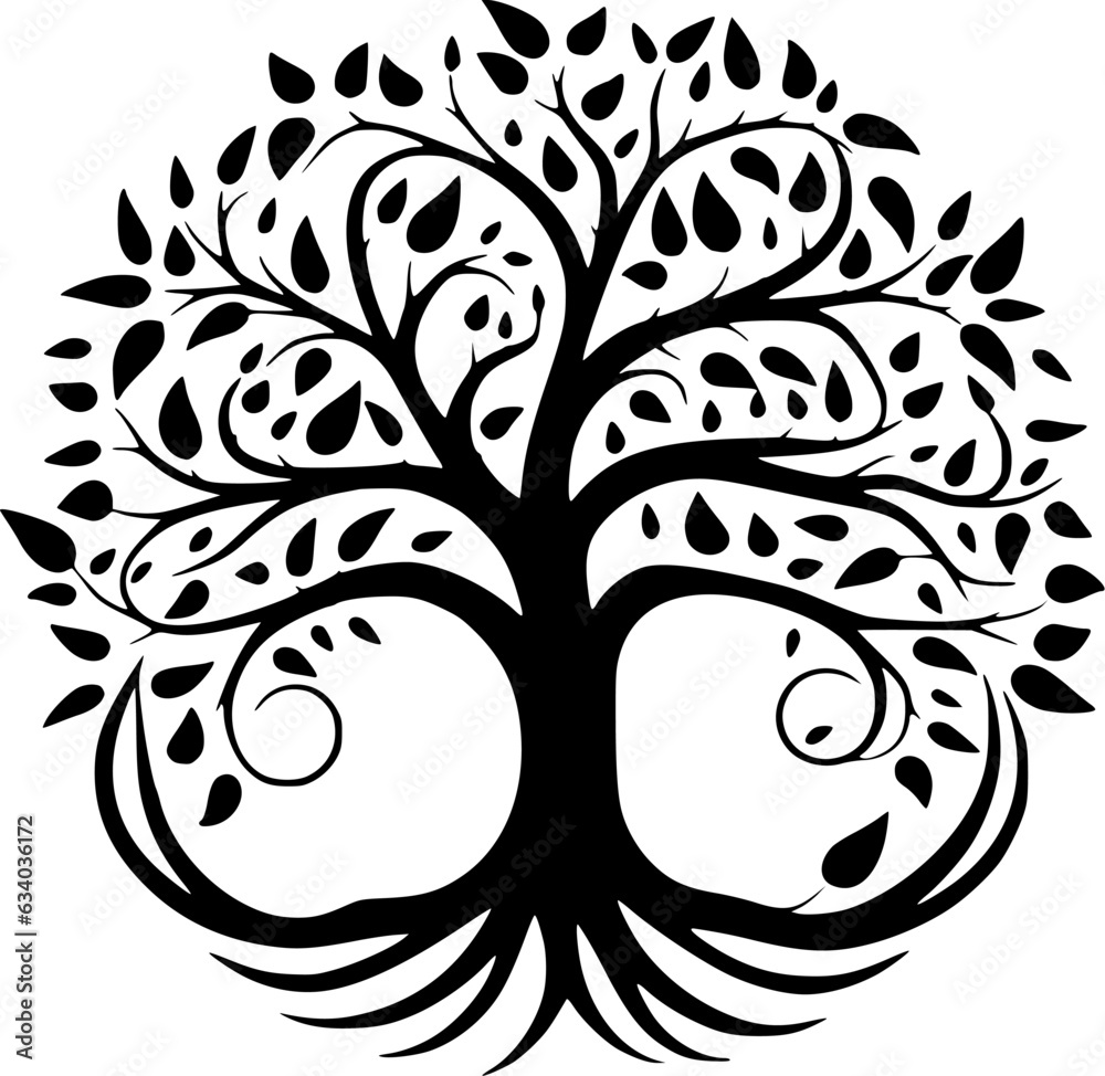 Tree | Black and White Vector illustration Tree | Black and White Vector illustration