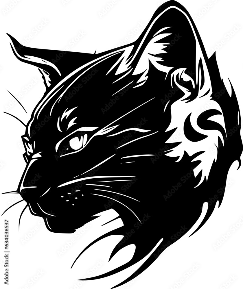 Obraz premium Wildcat - Black and White Isolated Icon - Vector illustration