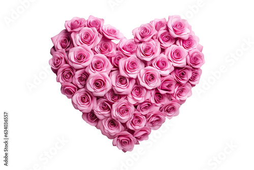 pink roses in the shape of a heart on a white background, in the style of velvia isolated PNG