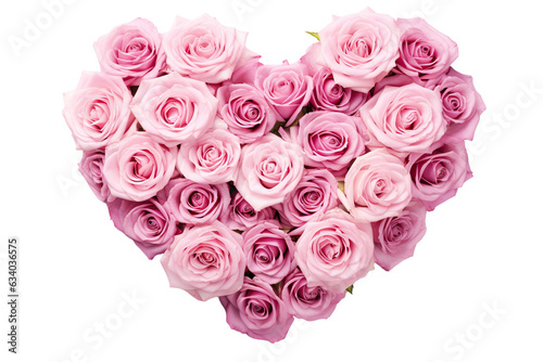 pink roses in the shape of a heart on a white background  in the style of velvia isolated PNG