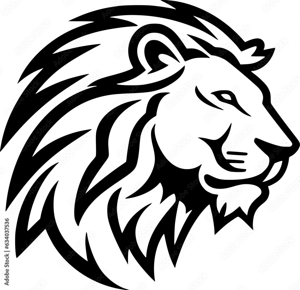 Lion | Black and White Vector illustration