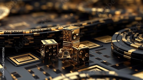 Modern trendy black and golden gambling concept background generative ai