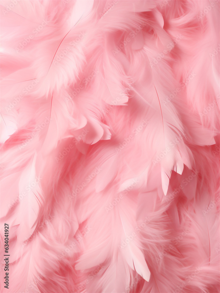 Pastel pink textured feather background, ai generated 