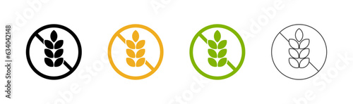 Set of  Gluten free label vector icons set. No wheat symbols templates design for gluten free food package or dietetic product nutrition sign 