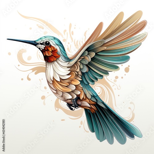 Hummingbird color drawing isolated. Tropical bird hummingbird concept art  design  logo  drawing  art. Hummingbird tattoo.