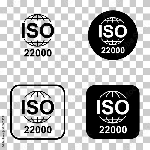 Iso 22000 icon. Food Management Systems. Standard quality symbol. Vector button sign isolated on white background