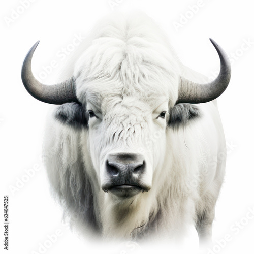 White bison isolated on white background  AI Generated