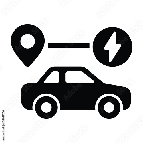 Ev, driving, range icon